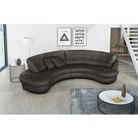 Ecksofa Bretania Dunkelbraun, S: 113x300 cm - Dunkelbraun/Schwarz, Design, Leder/Textil (113/300cm) - Livetastic