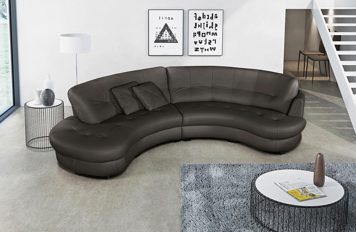 Ecksofa Bretania Dunkelbraun, S: 113x300 cm - Dunkelbraun/Schwarz, Design, Leder/Textil (113/300cm) - Livetastic