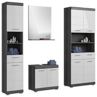 Badezimmer Scout - Weiß Hochglanz/Grau, MODERN, Holzwerkstoff (160cm) - MID.YOU