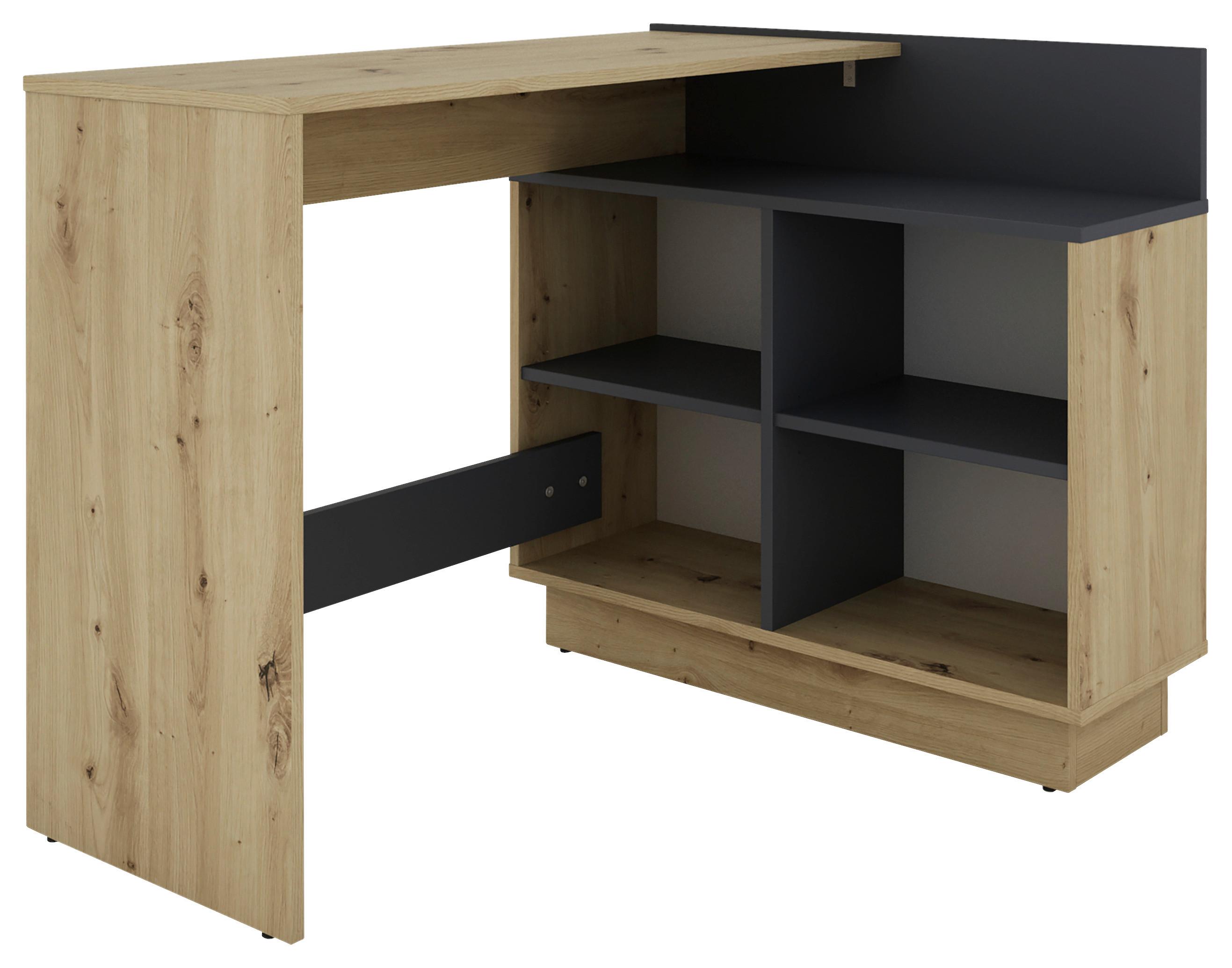 Eckschreibtisch Berni - Graphitfarben/Eiche Artisan, MODERN, Holzwerkstoff (112/80/77,5cm) - MID.YOU