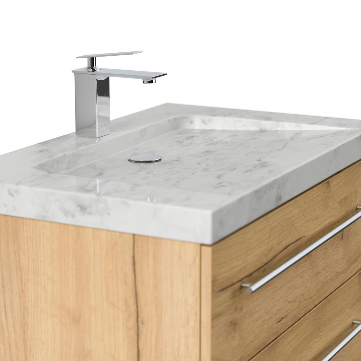 WASCHTISCHKOMBI Yamo, Eichefarben B: 75 cm - Eichefarben, Basics, Holzwerkstoff/Stein (75cm) - MID.YOU