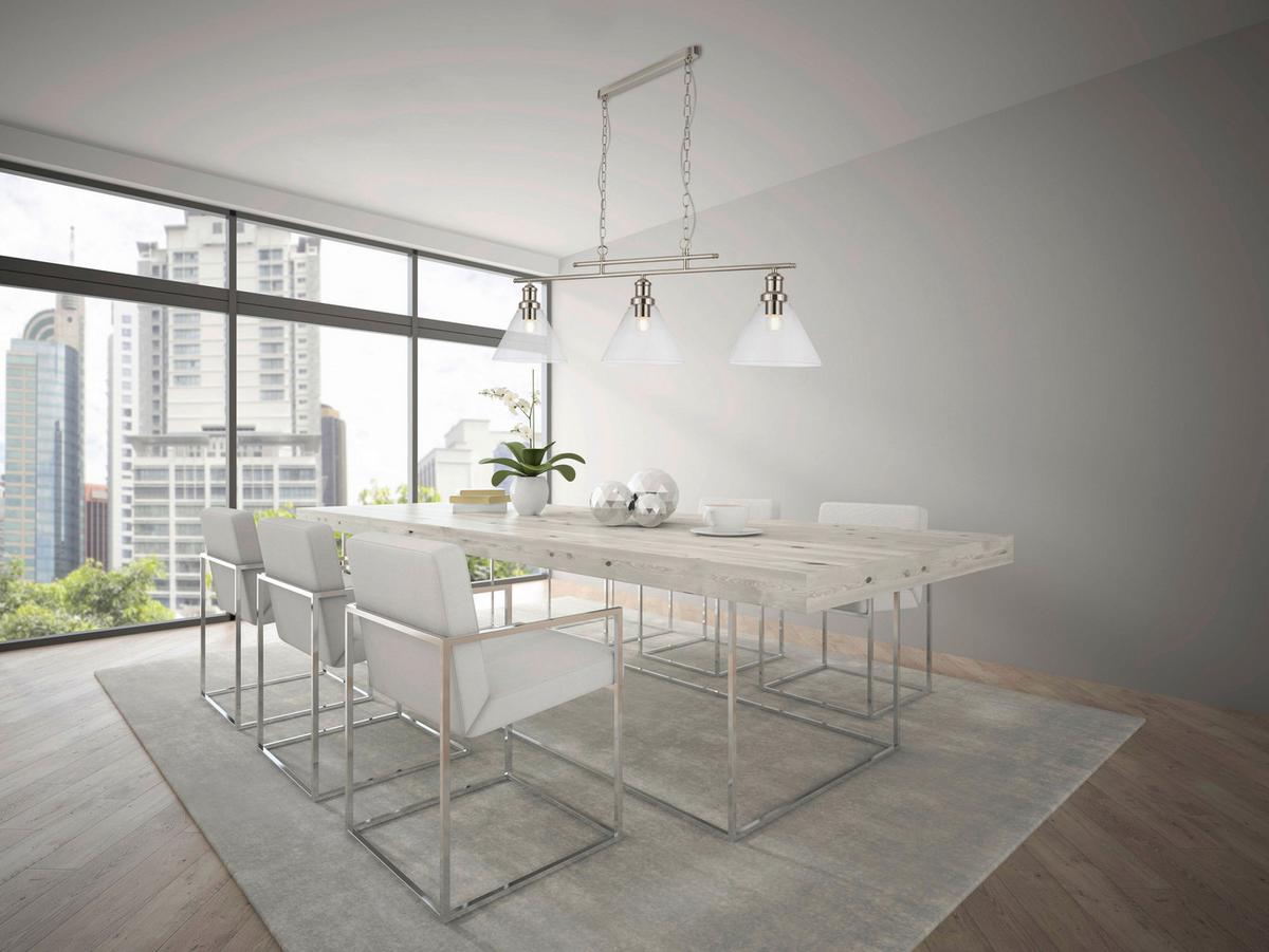 Hängeleuchte Pyramid H: 87 Cm 3-Flammig - Silberfarben, KONVENTIONELL, Glas/Metall (95/87/23cm)