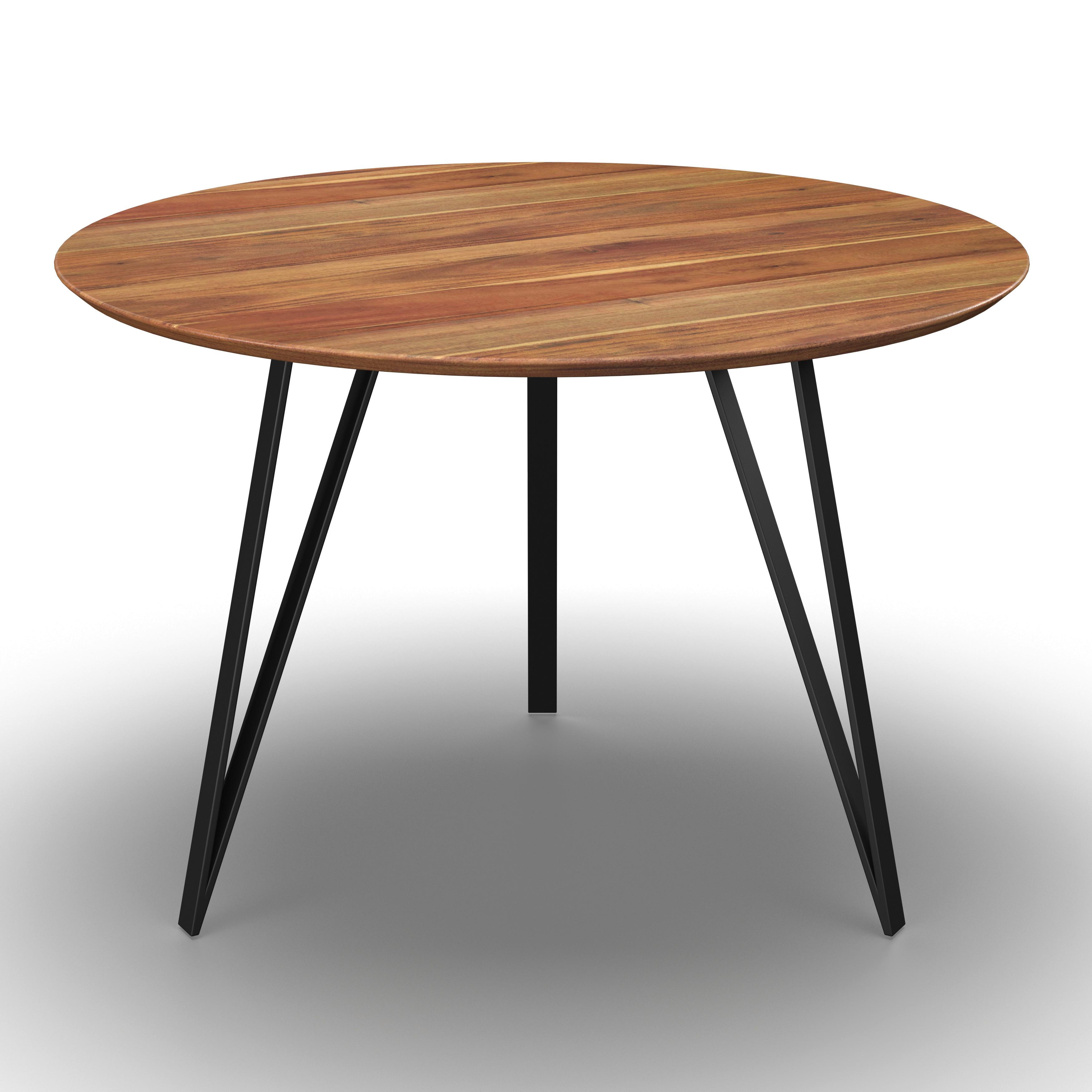 Jedálenský stôl MALMO 120 - čierna/farba akácie, Modern, kov/drevo (120/120/76cm) - Bessagi Home