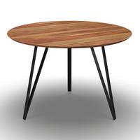 Jedálenský stôl MALMO 120 - čierna/farba akácie, Modern, kov/drevo (120/120/76cm) - Bessagi Home