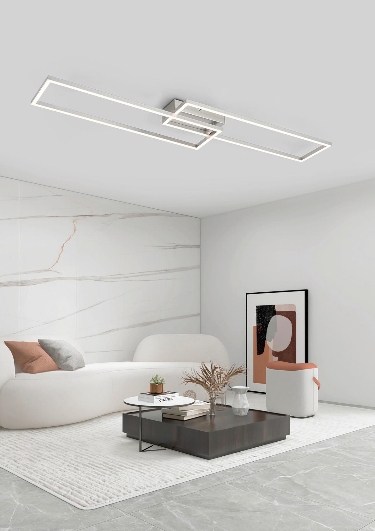 LED-Deckenleuchte Suna - Alufarben/Nickelfarben, MODERN, Kunststoff/Metall (93/22/6,5cm) - Luca Bessoni