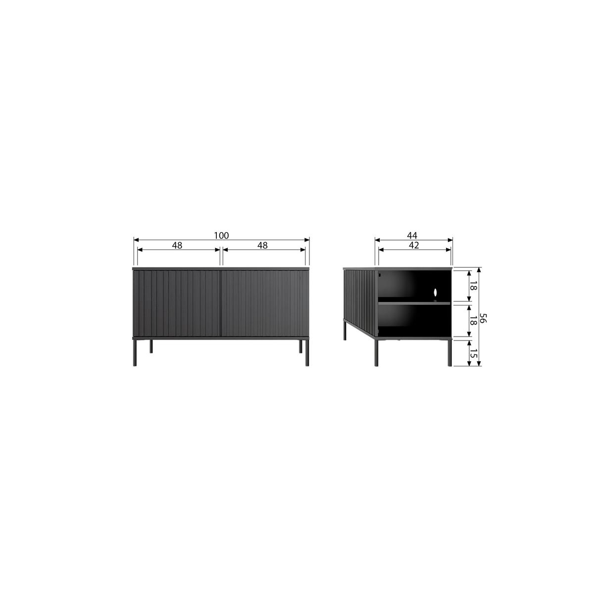 LOWBOARD Gravure Grau B: 100cm - Schwarz/Grau, Design, Holz (100/56/44cm) - Livetastic