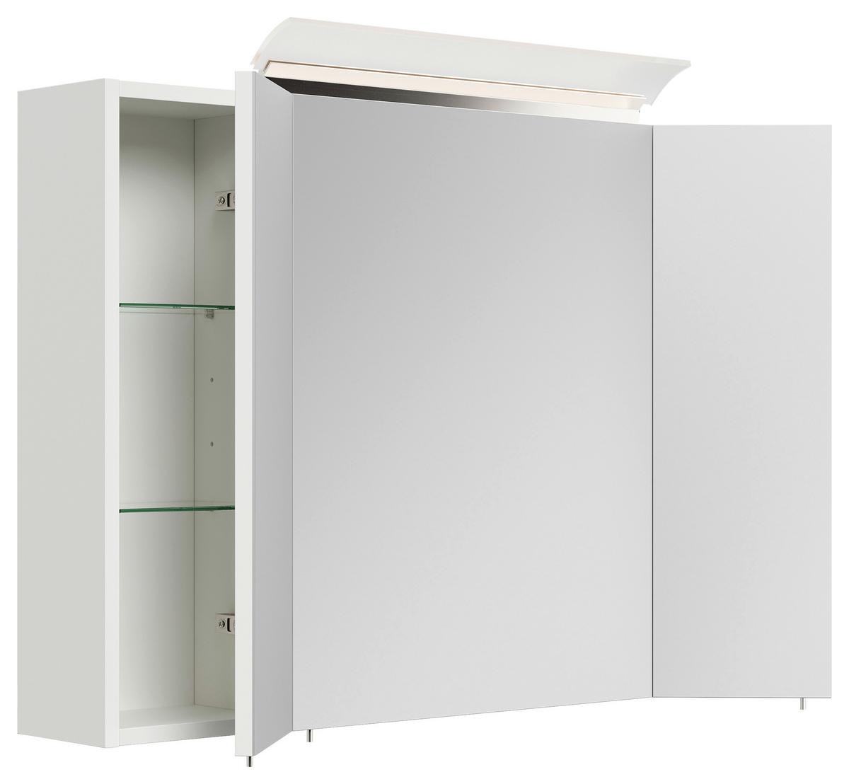 Spiegelschrank Weiß Hochglanz B: 90 cm - Weiß Hochglanz, MODERN, Glas/Holzwerkstoff (90/62/17cm) - MID.YOU