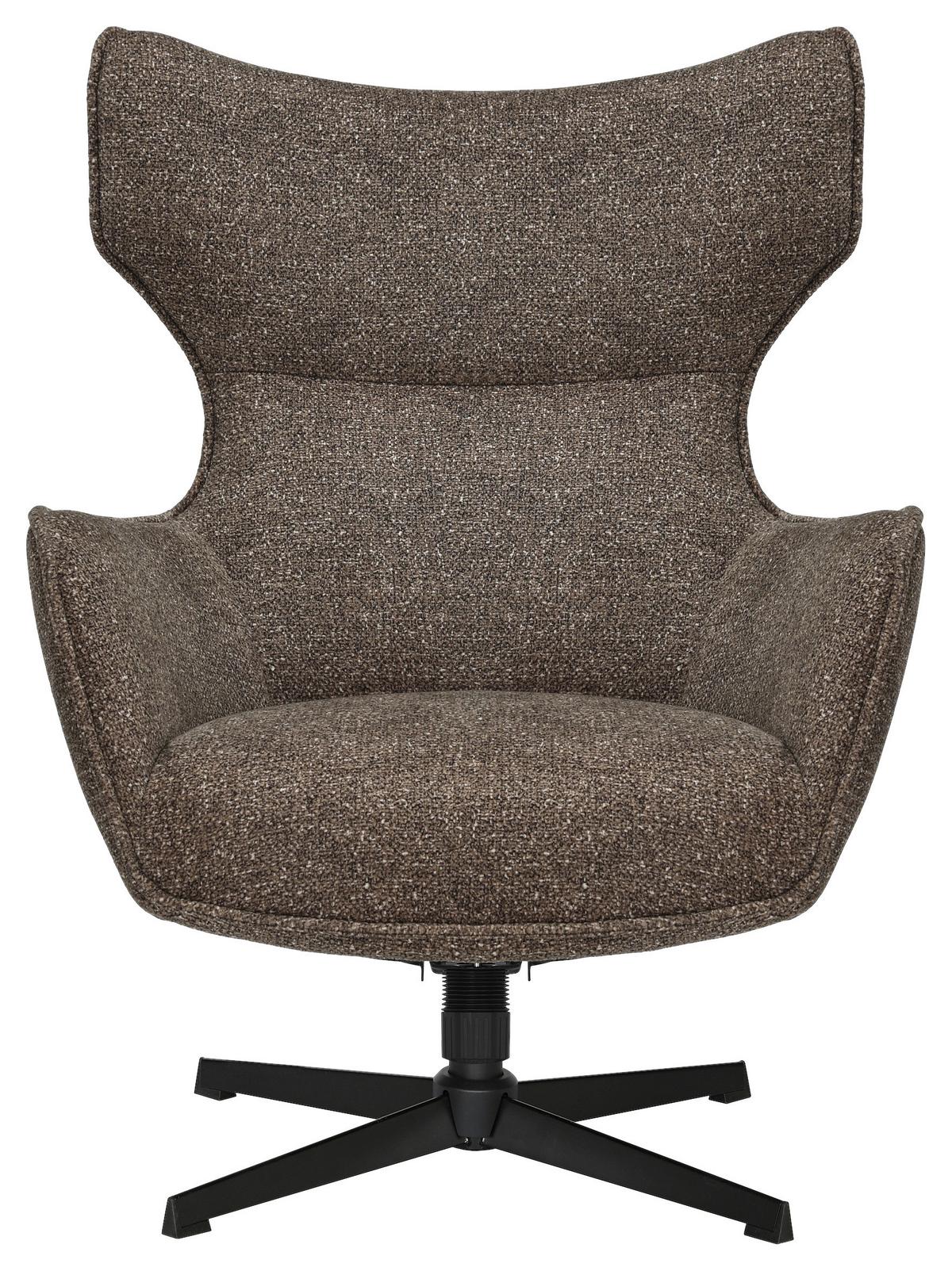 Otočné křeslo FLAVIO, šedohnědá - černá/šedavě hnědá, Moderní, kov/textil (74/98/83cm) - Mömax