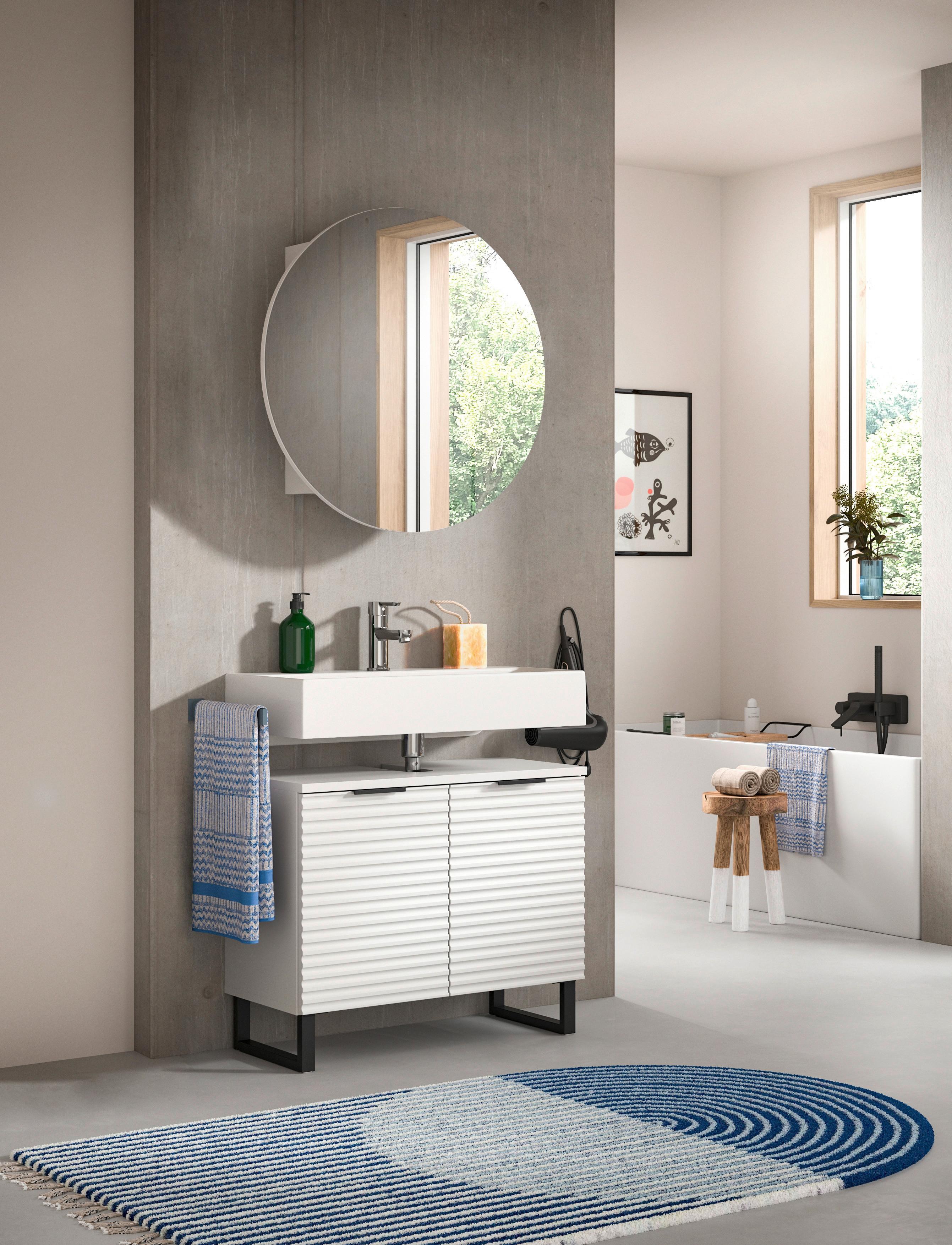Badezimmer Riff Weiß B: 70 Cm - Schwarz/Weiß, MODERN, Holzwerkstoff (70cm) - MID.YOU