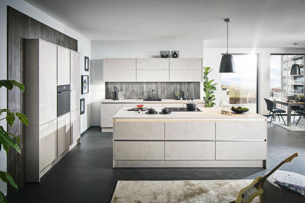 Einbauküchen Pn 100 Frei Planbar Modernes Design - Hellgrau, Holzwerkstoff - Pino