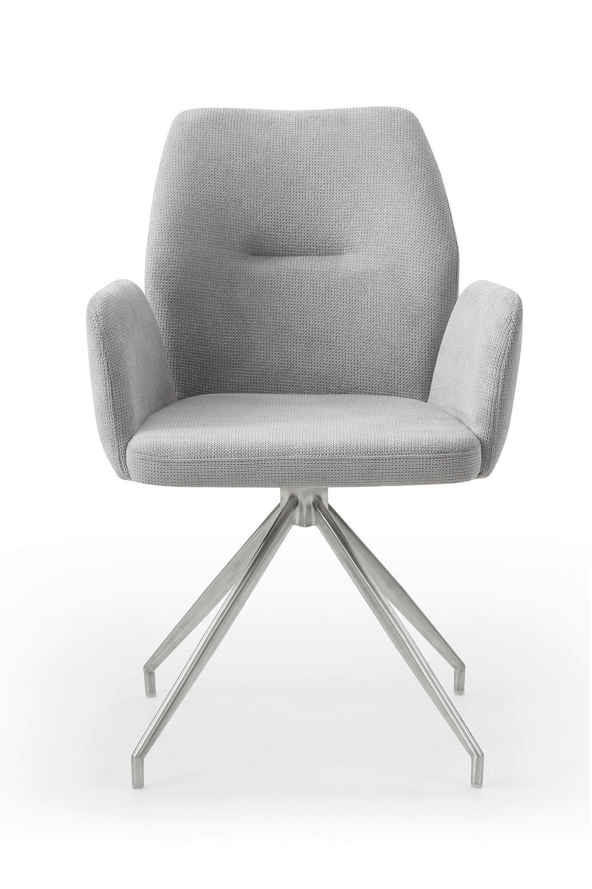 Tischgruppe Hellgrau/Cognac L: 180cm - Cognac/Silberfarben, MODERN, Holz/Textil (180/90/77cm) - Livetastic