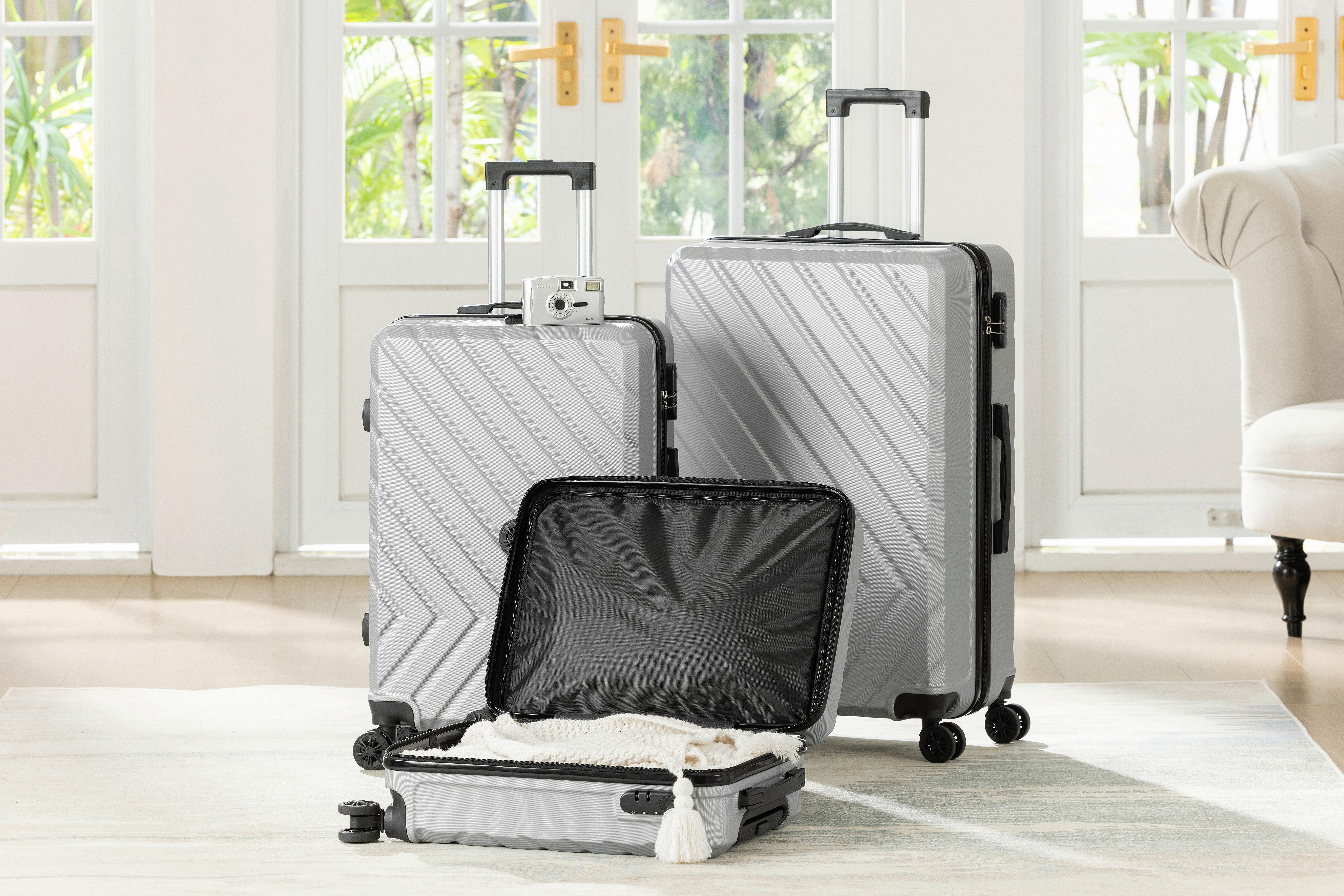 Reisekofferset Ellen - Silberfarben, KONVENTIONELL, Kunststoff/Textil - Ondega