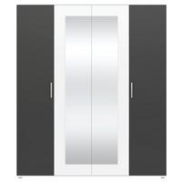 Kleiderschrank Jan Weiß/Anthrazit, B: 180 cm - Anthrazit/Weiß, Trend, Glas/Holzwerkstoff (180/210/52cm)