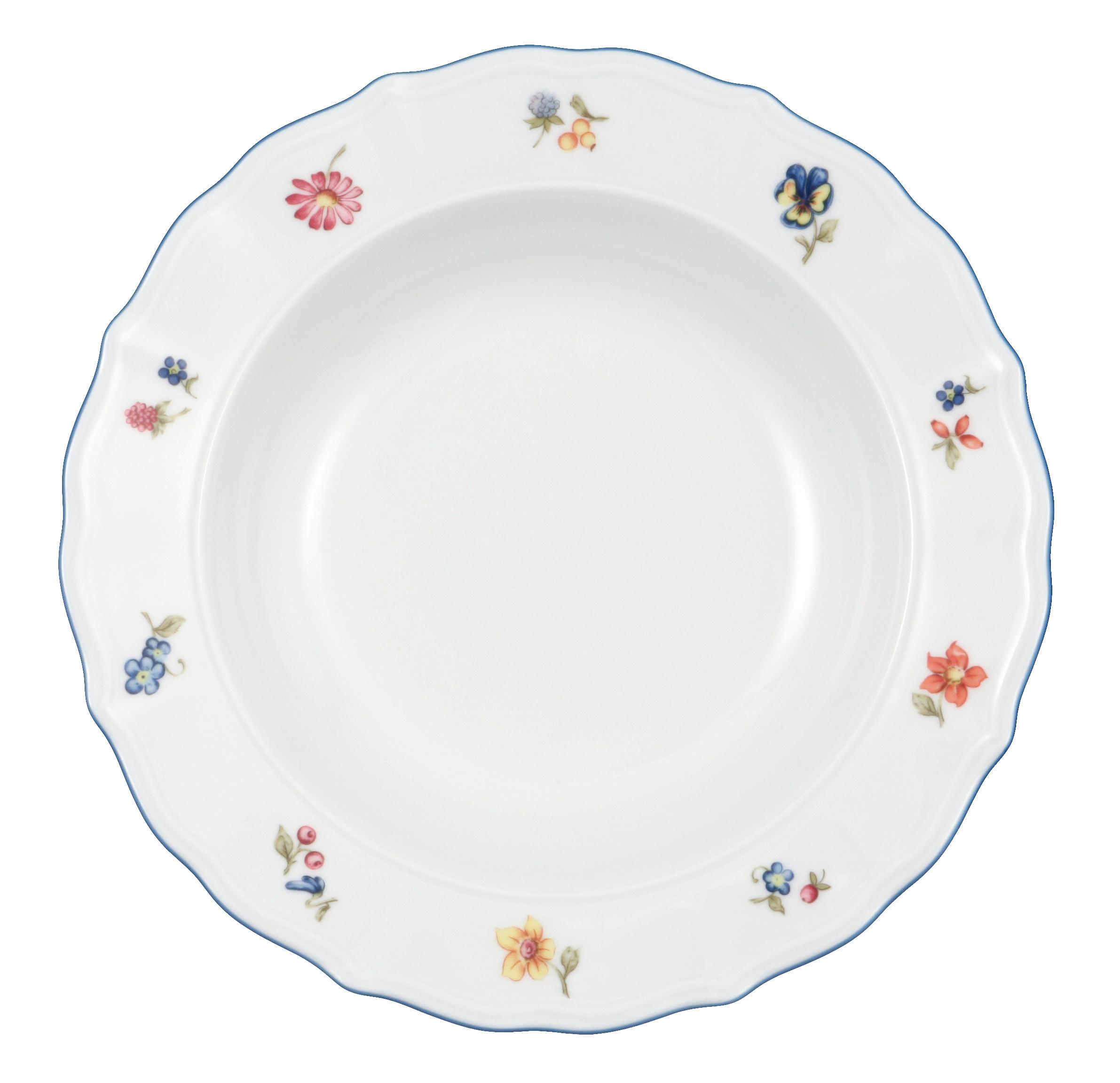 Suppenteller rund Porzellan Sonate D:22,5cm m. Blumendekor