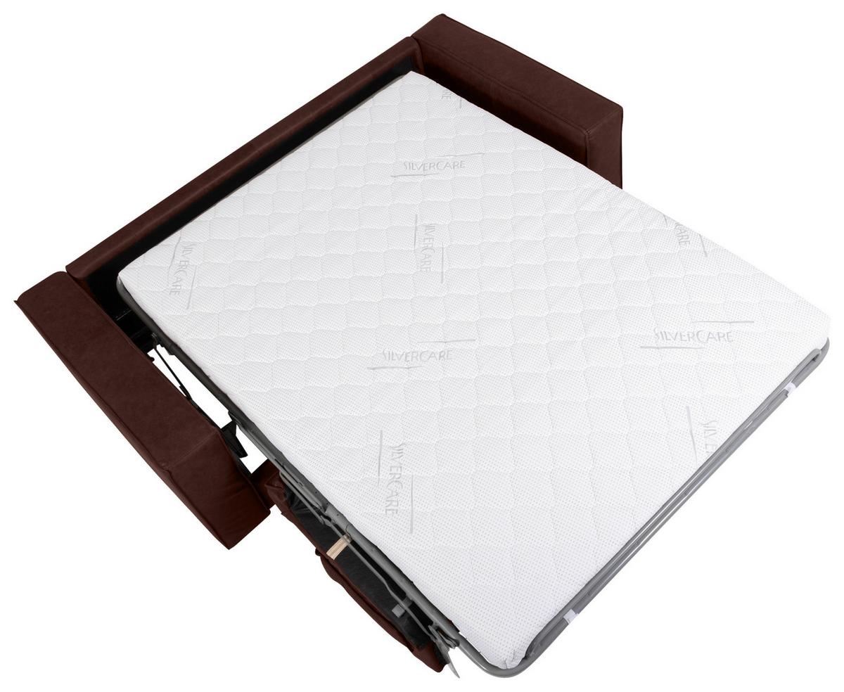 Schlafsofa Texas Braun Anilinleder, B: 203 Cm - Dunkelbraun/Braun, Design, Leder (203/85/99cm) - MID.YOU