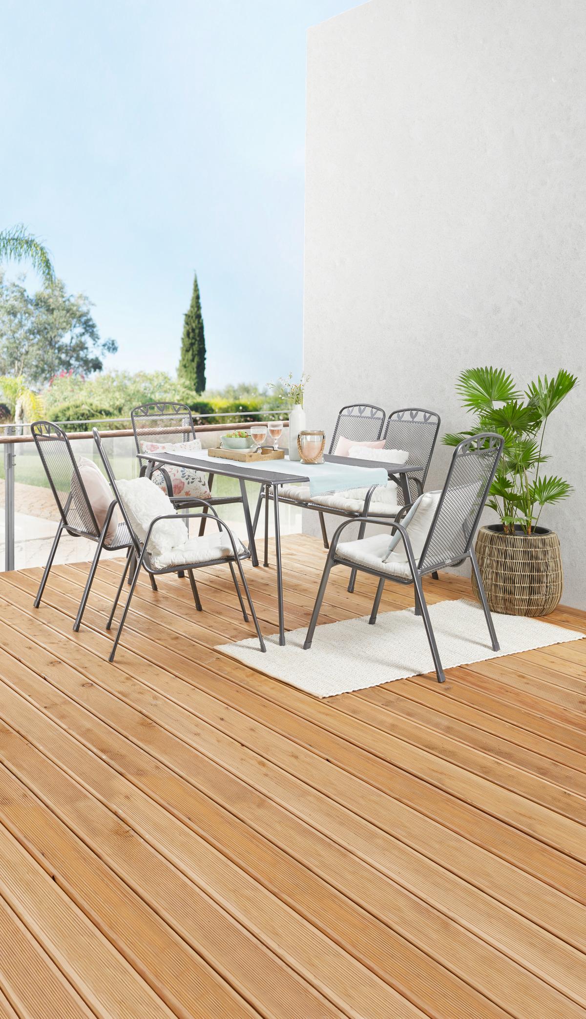 BRATISLAVA 2 Stohovatelné záhradní křeslo - barvy stříbra, kov/plast (55/97/73cm) - Modern Living