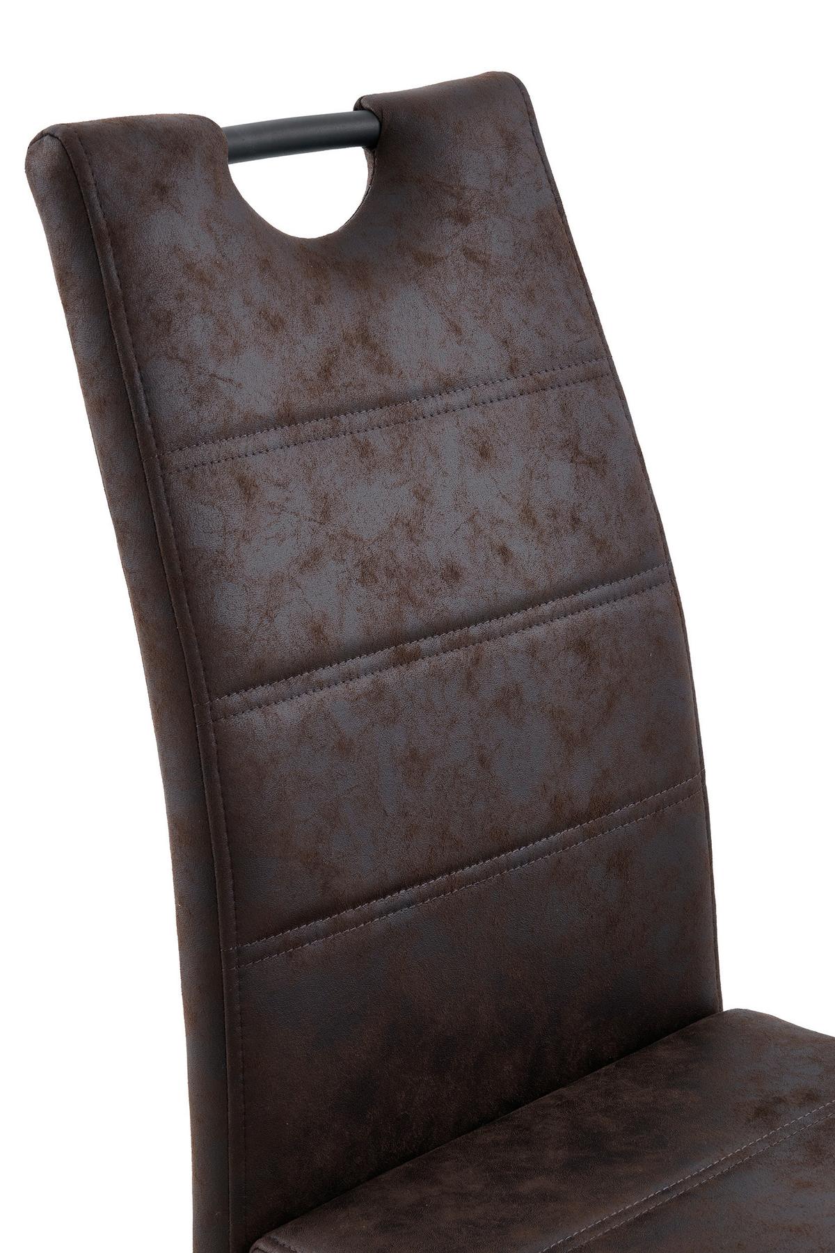 Stuhl Sabrina Microfaser Braun, B: 43 cm - Schwarz/Braun, KONVENTIONELL, Textil/Metall (43/99/61cm)