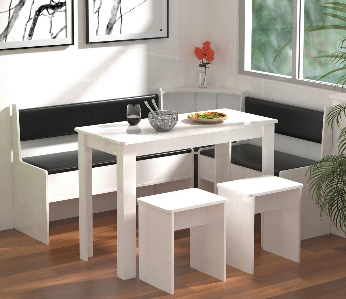 Eckbankgruppe Esal Weiß S: 153/115 cm - Weiß, MODERN, Holzwerkstoff (153/115cm) - MID.YOU