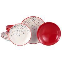 Tafelservice Joy Rot-bunt Creme, Rot 12--Teilig - Rot/Creme, Basics, Keramik - Creatable