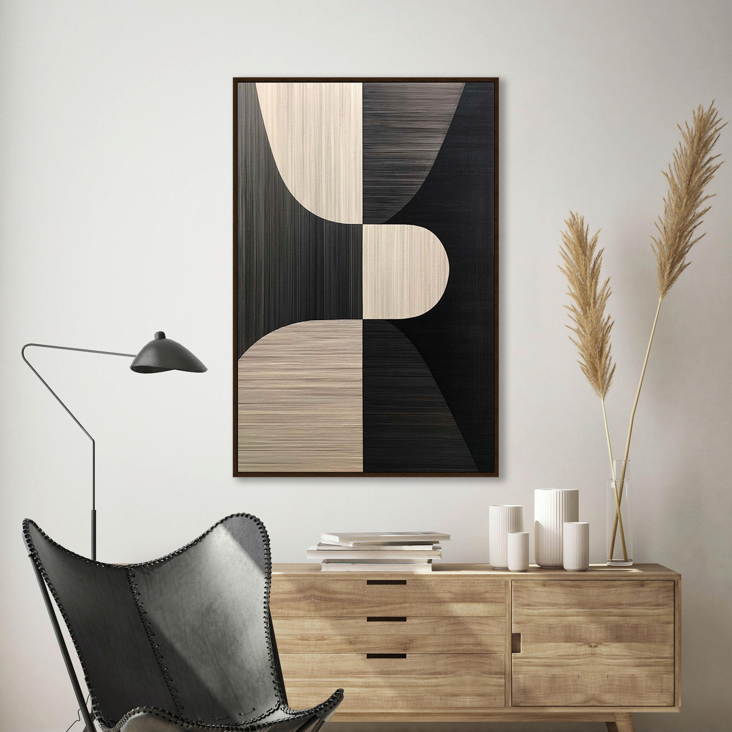 Obraz na plátně LOTTA, 60x90cm - černá/béžová, Moderní, kompozitní dřevo/textil (60/90cm) - Premium Living