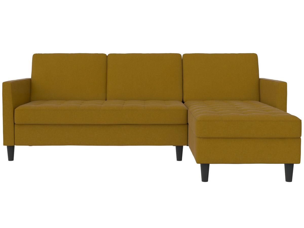 Ecksofa Palermo Currygelb, mit Stauraum - Currygelb/Schwarz, Basics, Textil (213/154cm) - Livetastic