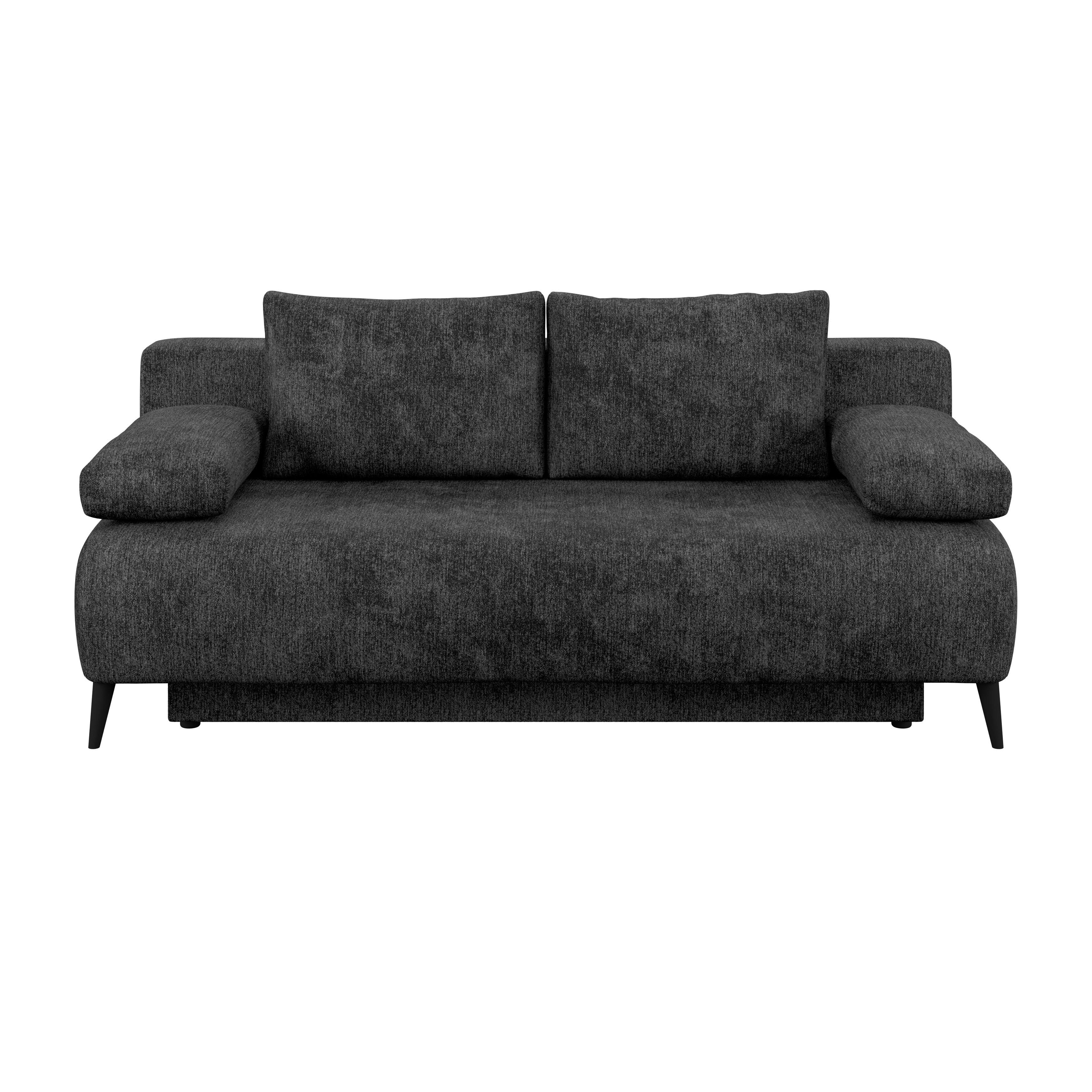 3-sitzer-sofa Mit Schlaffunktion Time Anthrazit - Anthrazit/Schwarz, Trend, Holz/Kunststoff (200/88/100cm)
