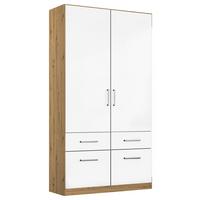 Drehtürenschrank 91 cm Berlin Eiche Dekor/Weiß - Weiß Hochglanz/Eiche Artisan, MODERN, Holzwerkstoff (91/197/54cm) - Rauch Möbel