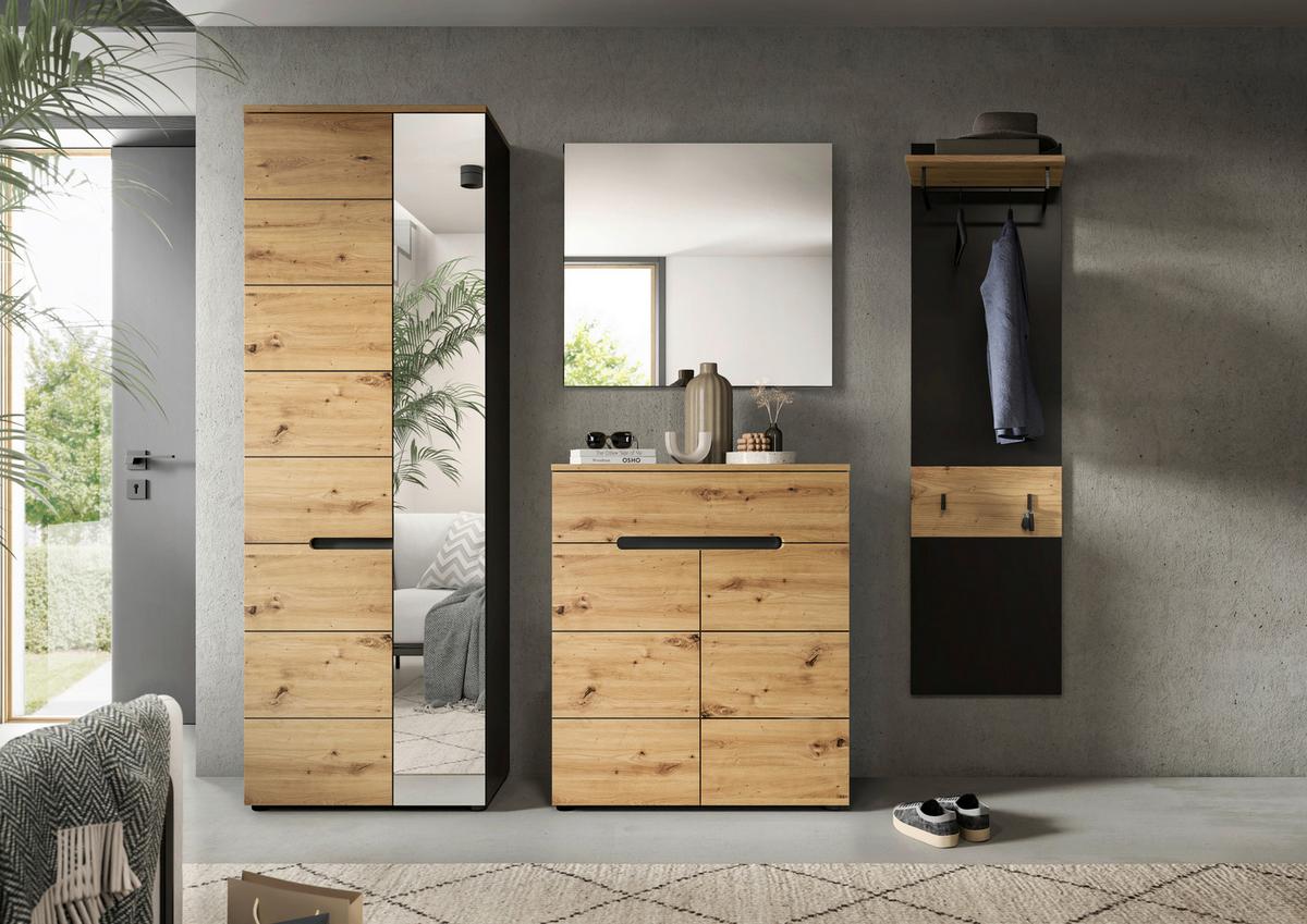 Garderobe Canu 4-teilig Eiche Artisan/grau B: 220 Cm - Eiche Artisan, Design, Holzwerkstoff (220/190/37cm) - Livetastic