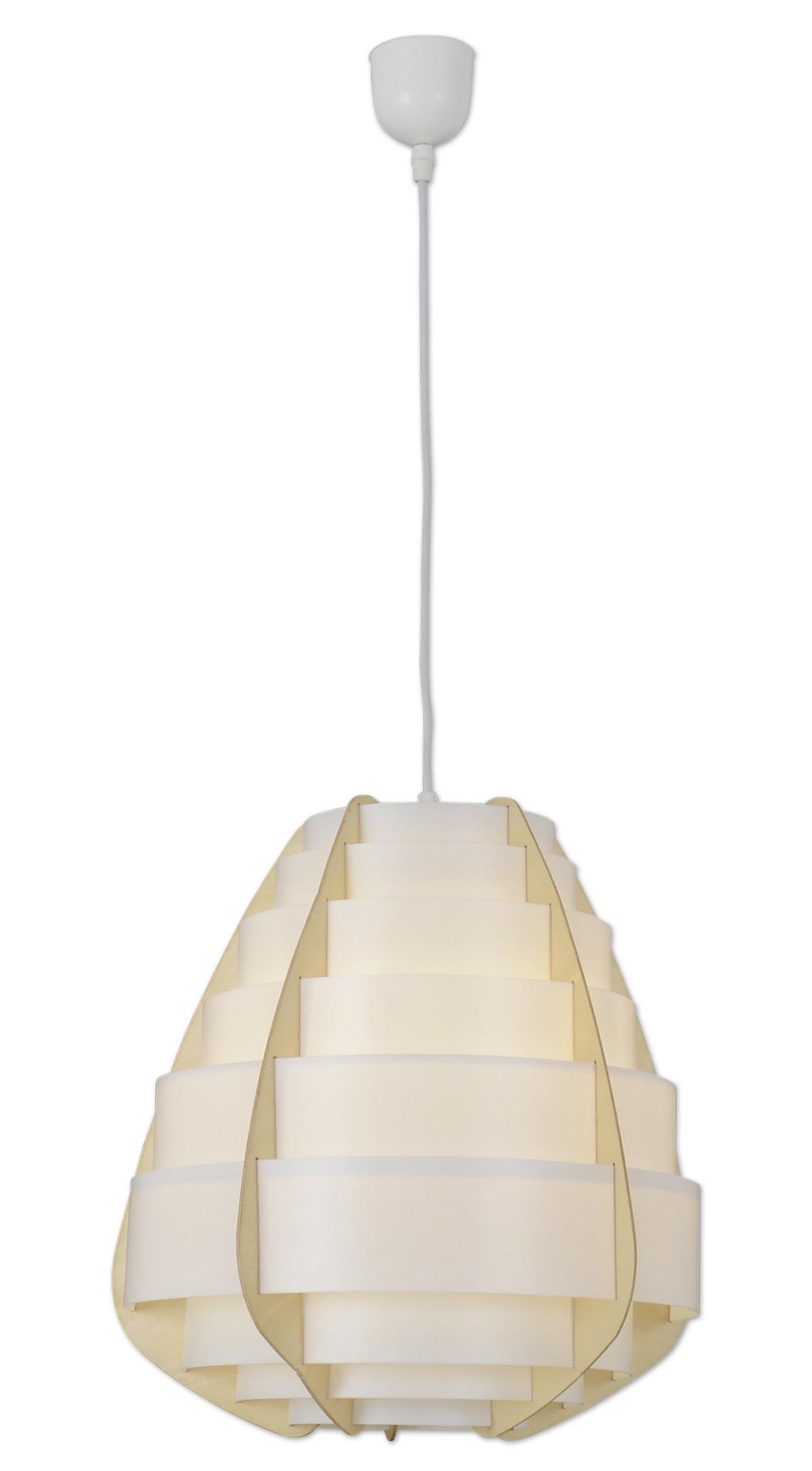 Hängeleuchte Malmö H: Ca. 144 Cm 1-Flammig - Beige, Design, Holz/Kunststoff (37/36cm) - Näve