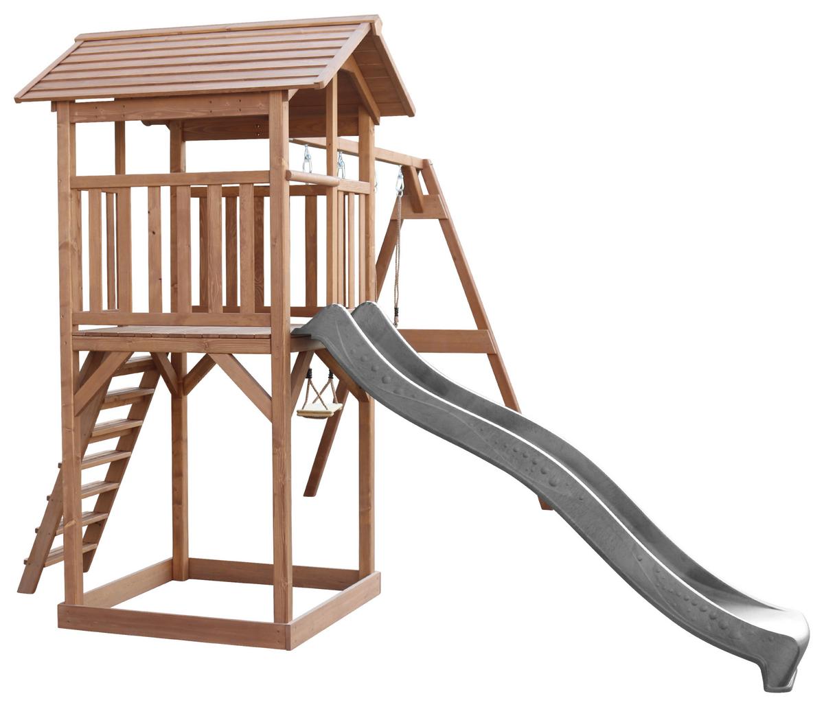 Spielturm A025.122.80 - Braun/Grau, KONVENTIONELL, Holz/Kunststoff (356,6/241,9/349cm) - Ambia Garden