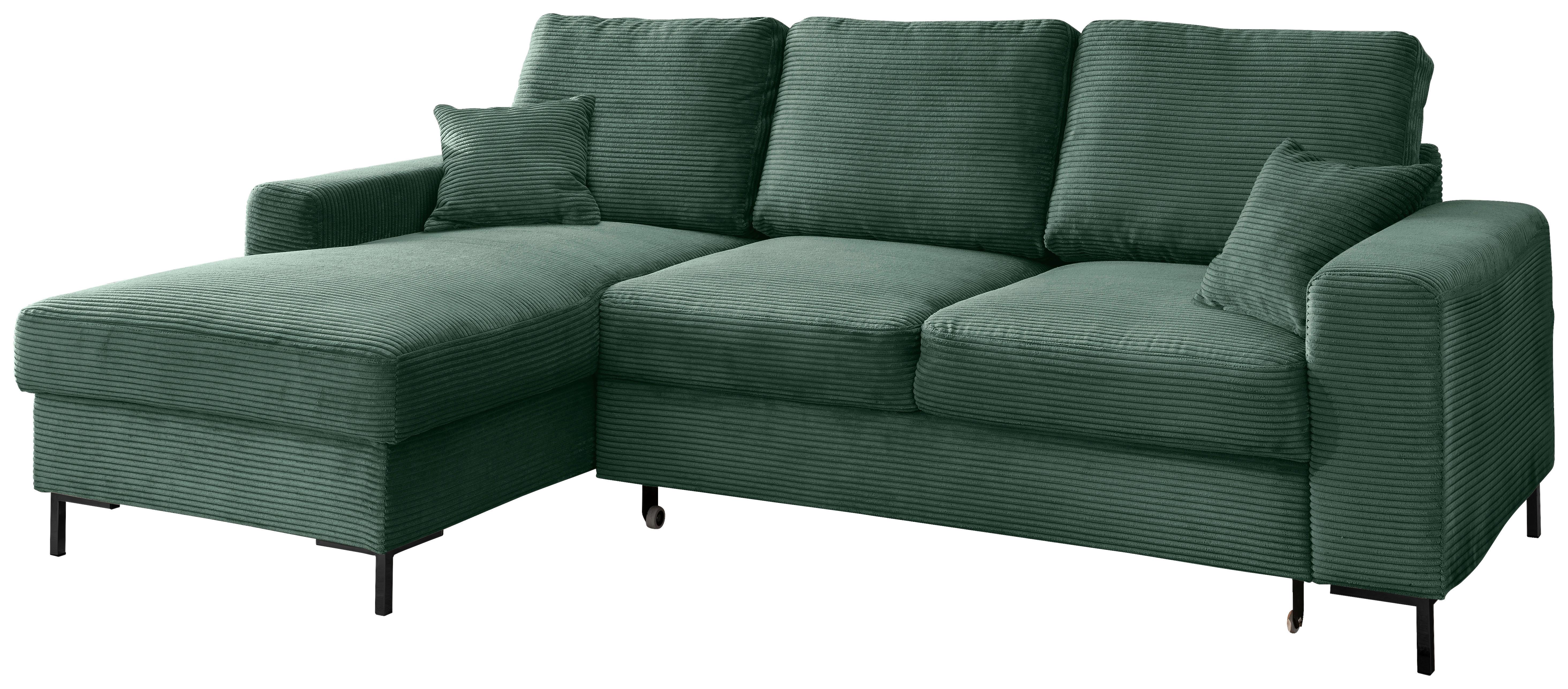 Eckschlafsofa Zona, Dunkelgrün S: 143x237 Cm - Dunkelgrün/Schwarz, KONVENTIONELL, Textil (143/237cm) - Livetastic