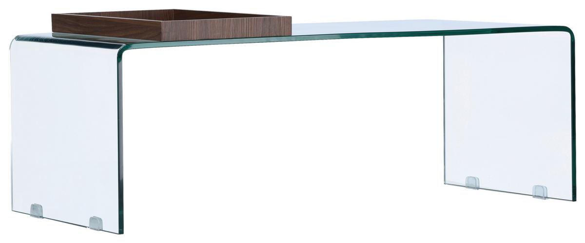 Couchtisch Telemark - Klar/Braun, Design, Glas (110/50/38cm) - Livetastic