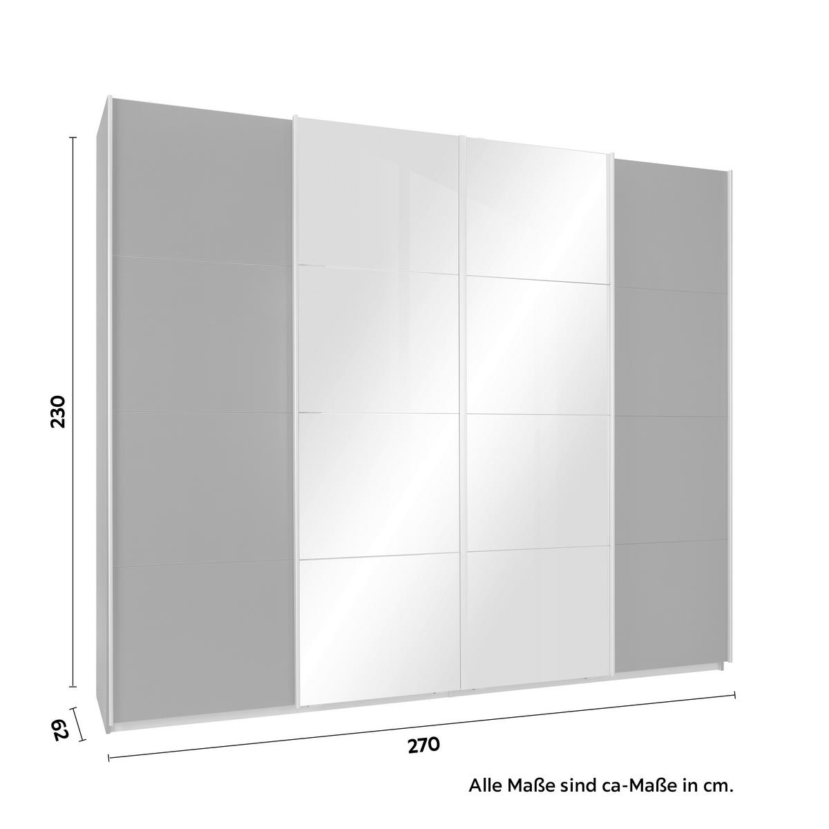 Skriňa s posuvnými dverami SYNCRONO, šírka 270 cm - tmavosivá/hliníková, Konventionell, kov/kompozitné drevo (270/230/62cm) - Mömax