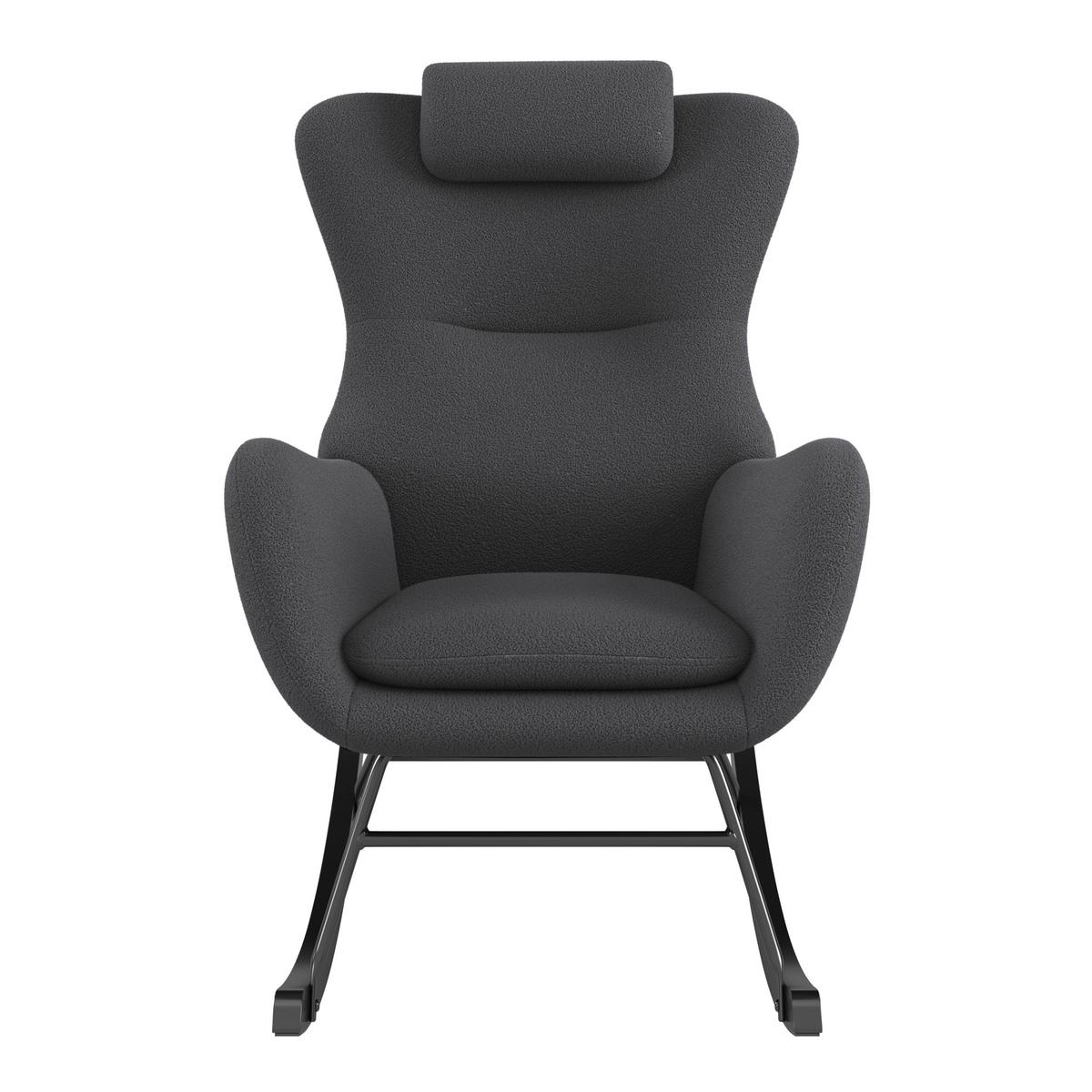 Schaukelsessel Teddy Teddy grau, B: 66 cm - Schwarz/Grau, MODERN, Holz/Textil (66/90/85cm)