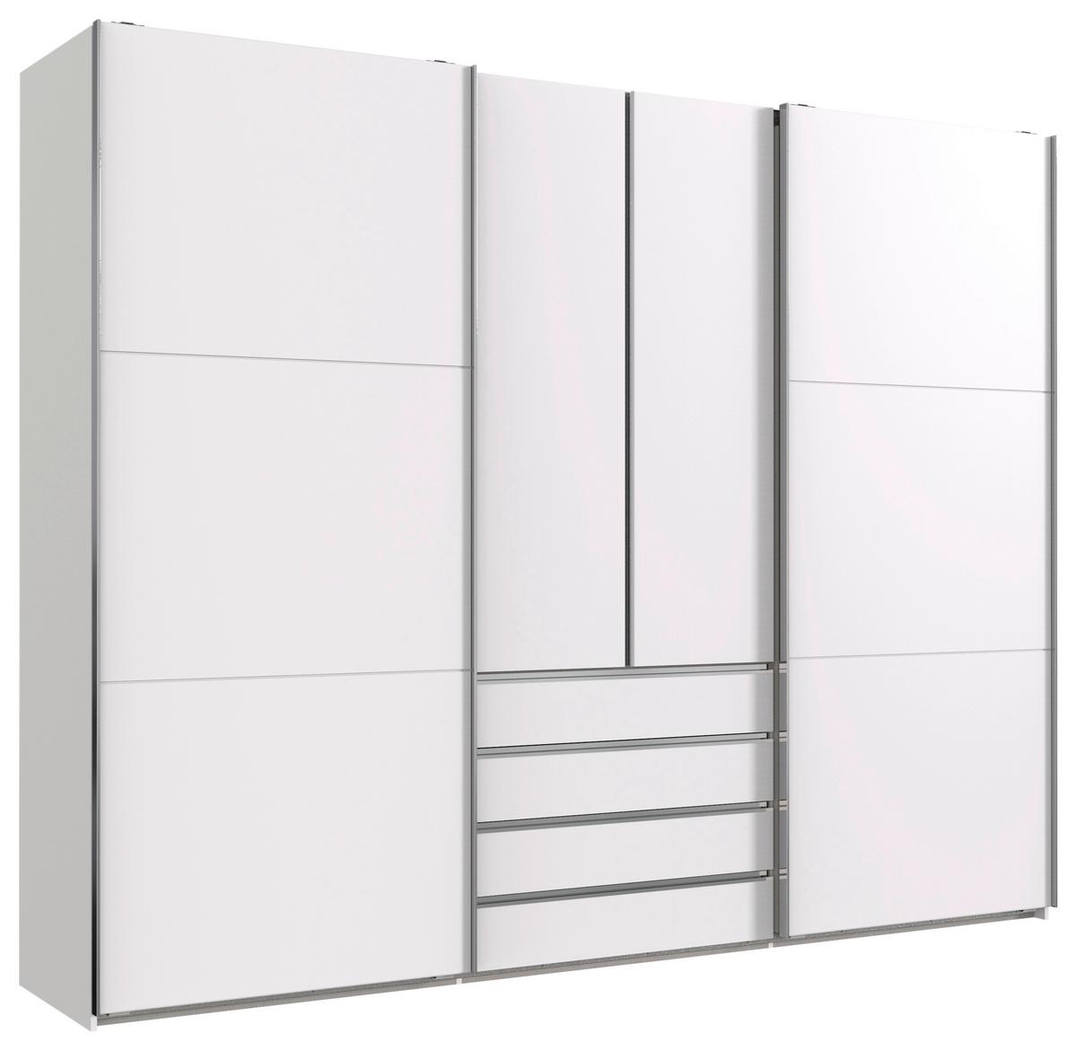 Schwebetürenschrank Mit Laden B: 300 Cm Magic, Weiß - Weiß, MODERN, Holzwerkstoff (300/236/65cm) - MID.YOU