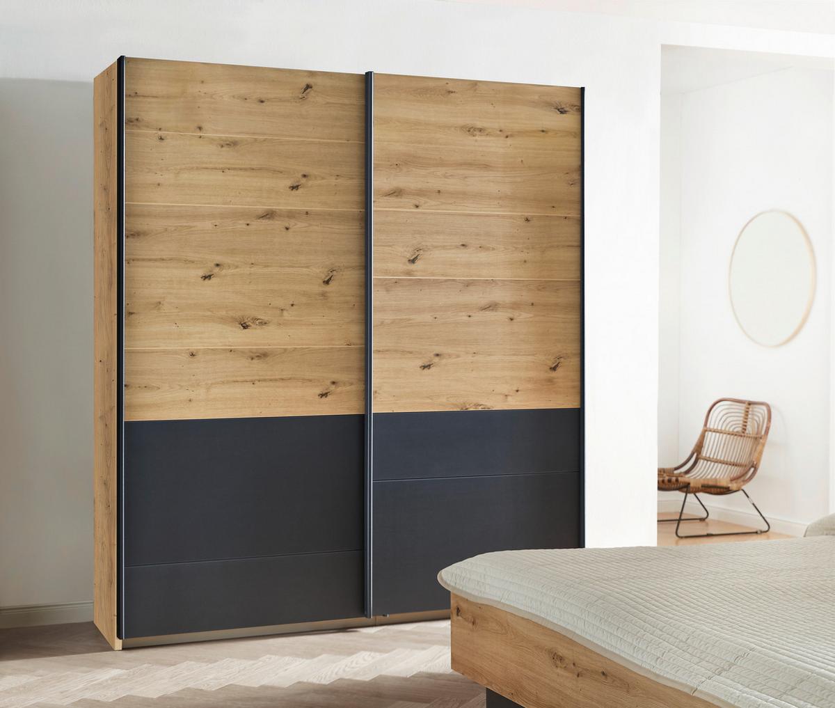 Schwebetürenschrank Bilbao Eiche Artisan/Grau B: 181 cm - Eiche Artisan/Grau, MODERN, Holzwerkstoff (181/210/62cm) - Rauch Möbel