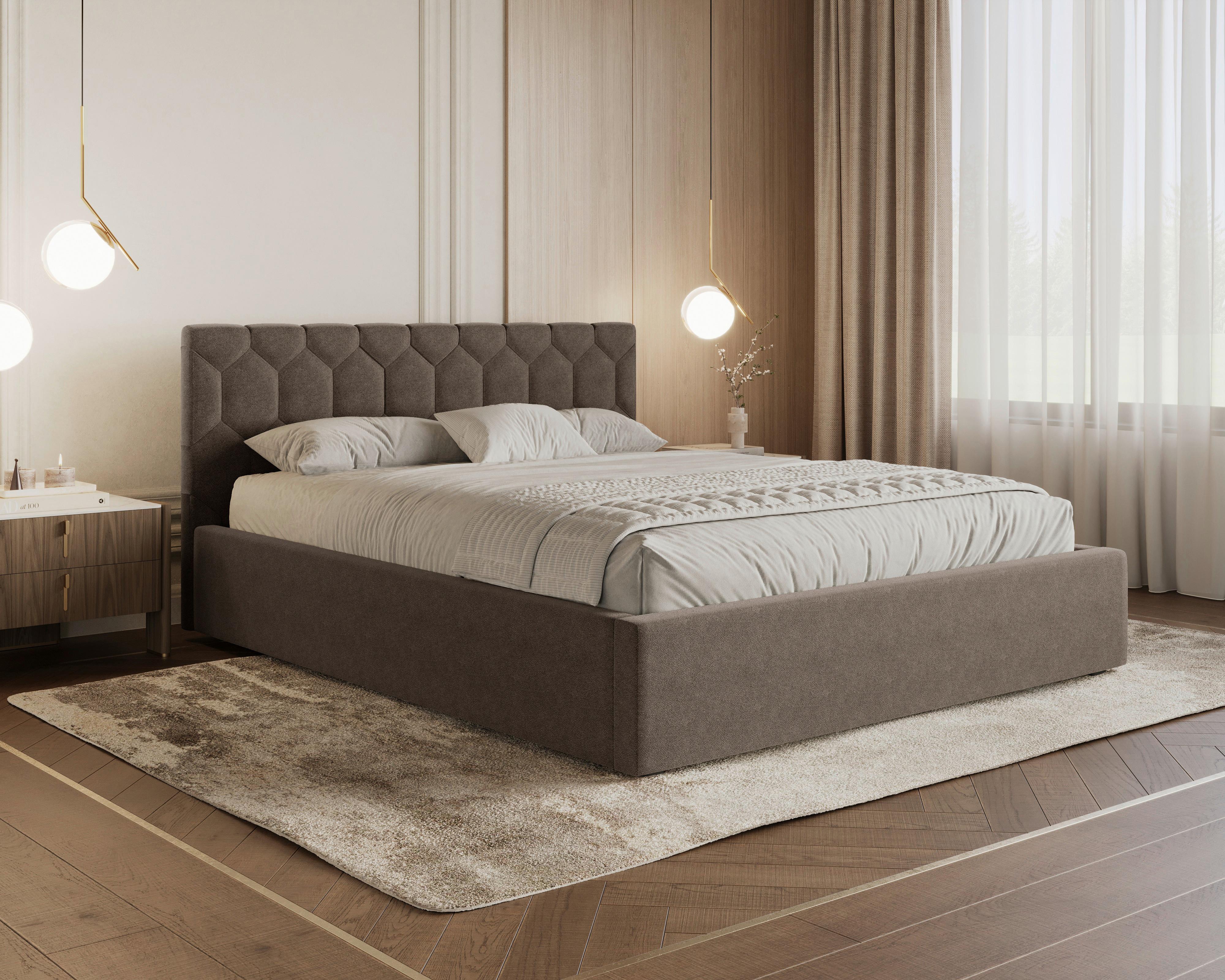 Polsterbett Veronice mit Bettkasten 140x200 - Schwarz/Braun, MODERN, Holz (140/200cm) - Livetastic