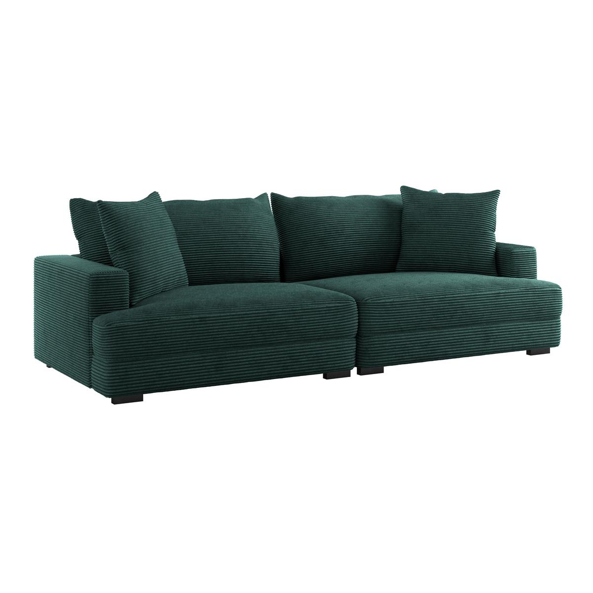 Big Sofa Pelle Mit Kissen B: 261 Cm Waldgrün - Waldgrün/Wengefarben, Trend, Textil (261/124cm) - Luca Bessoni