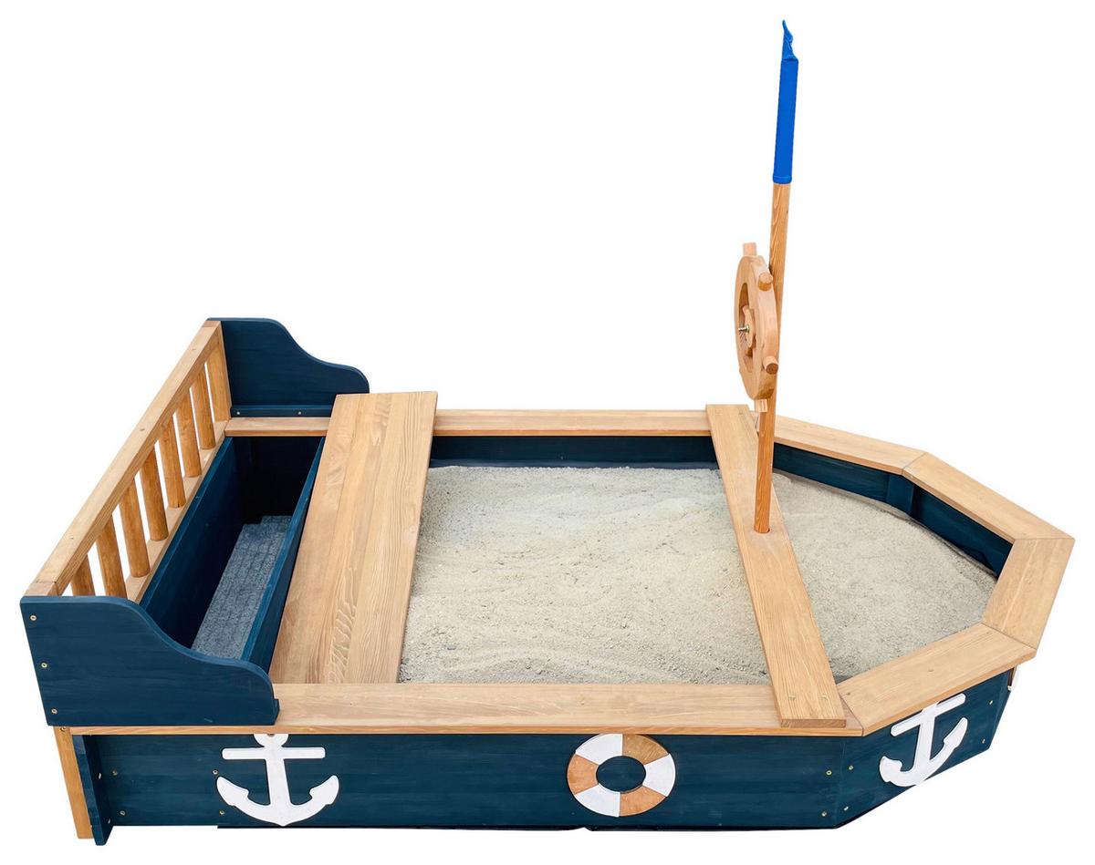 Sandkasten A031.045.00 - Anthrazit/Braun, KONVENTIONELL, Holz (153/100/90cm) - Ambia Garden