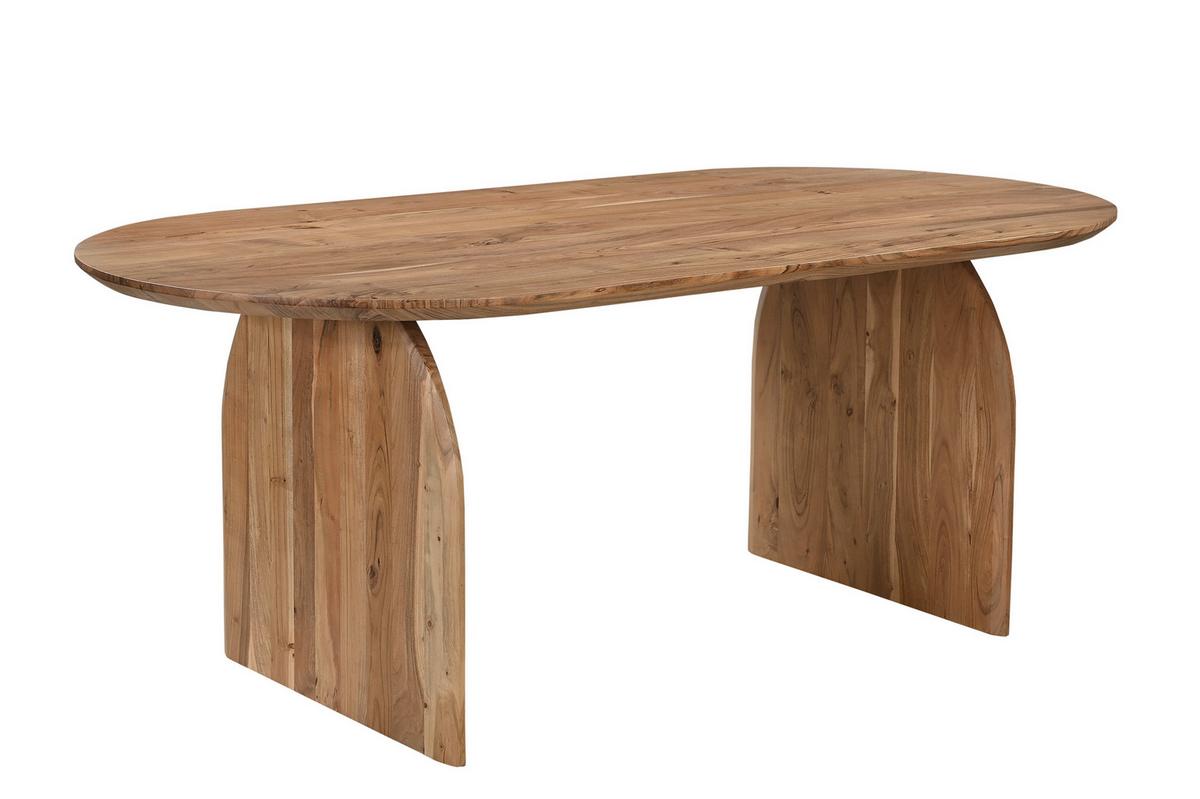 Esstisch Wave Oval Akazie Massiv, B: 200 cm - Naturfarben, ROMANTIK / LANDHAUS, Holz (200/76/100cm)