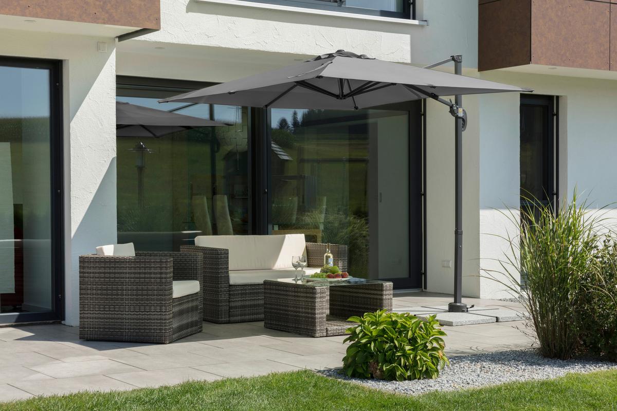 Ampelschirm Rhodos Junior BxHxT: 230x239x300 cm Anthrazit - Anthrazit, Basics, Textil/Metall (230/239/300cm) - Schneider