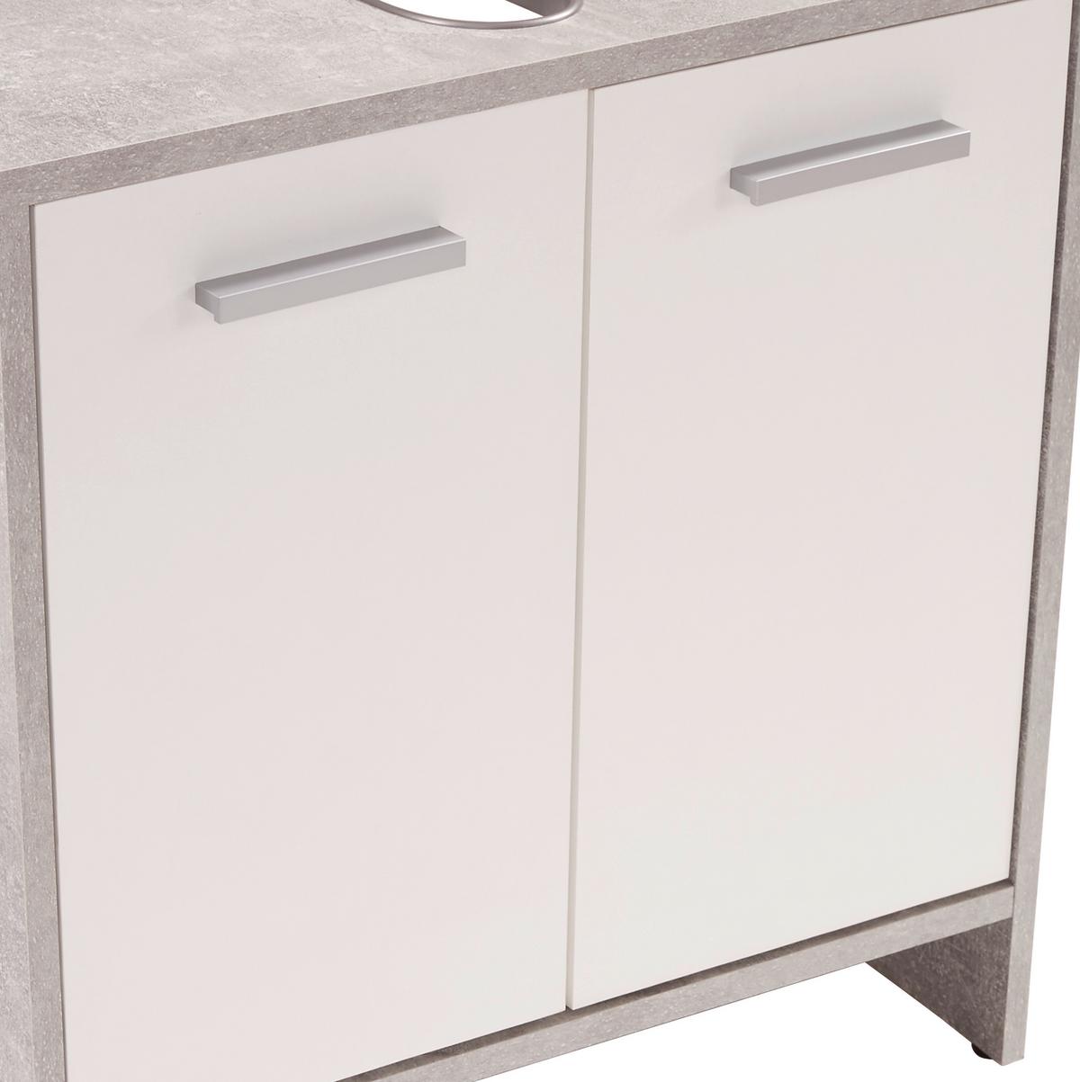 Waschbeckenunterschrank Attack B: 60,4 Cm, Betondekor + Weiß - Hellgrau/Schwarz, MODERN, Holzwerkstoff (60,4/55/28cm)