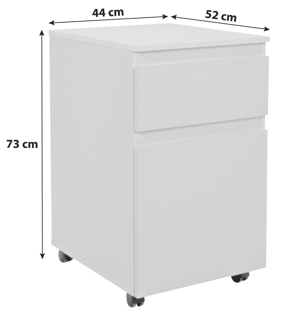 Rollcontainer Weiß Image 31, 44x73x52 Cm - Weiß, KONVENTIONELL, Holzwerkstoff/Kunststoff (44/73/52cm) - MID.YOU