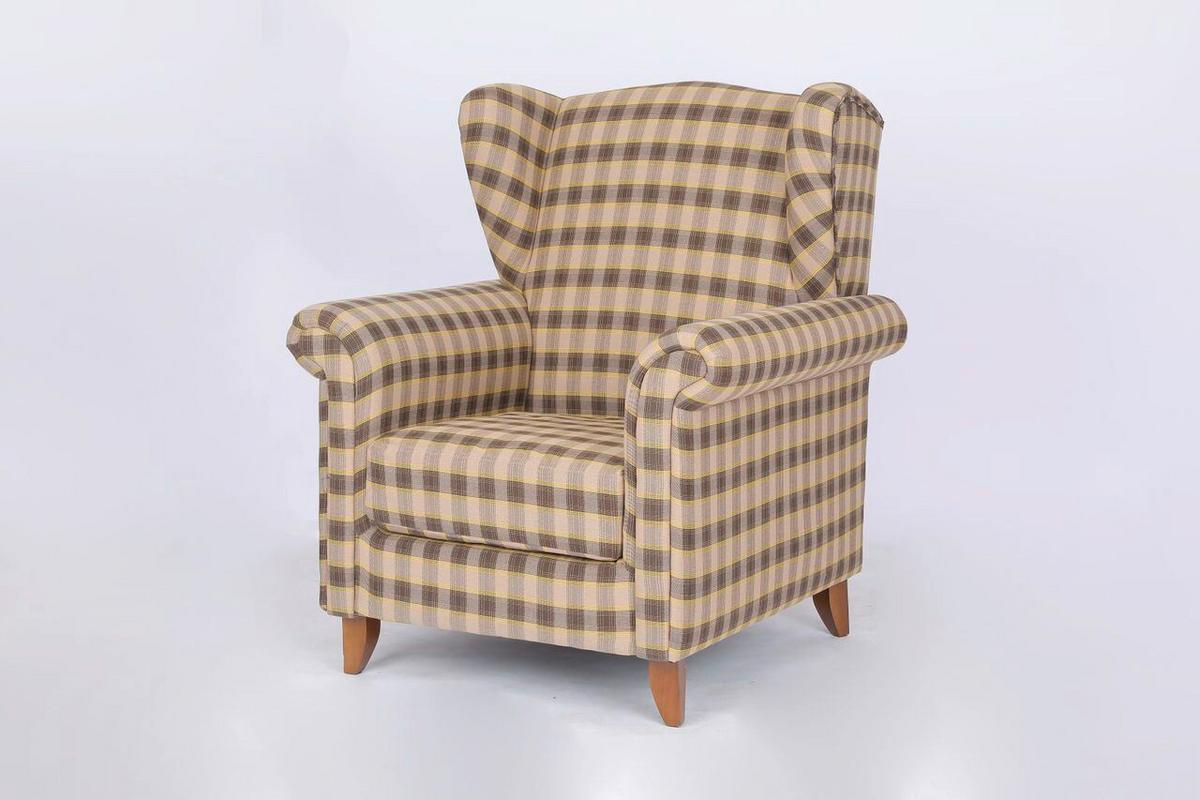 Polstersessel Loretta, braun kariert, ca. 86x81x105 cm - Basics (86/81cm)
