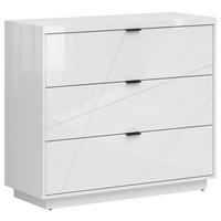 Kommode 106 cm Forn Chest Of Drawers, Weiß Hochglanz - Weiß Hochglanz/Schwarz, Design, Holzwerkstoff (106/93/42,5cm)