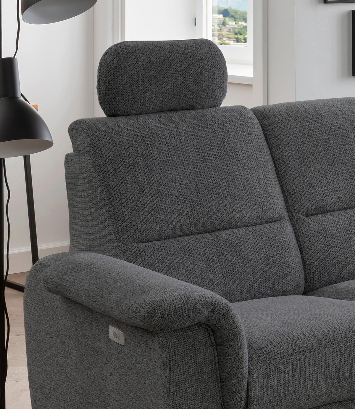 Ecksofa mit Relaxfunktion Parole Anthrazit Chenille - Chromfarben/Anthrazit, MODERN, Textil (275/236cm) - Livetastic