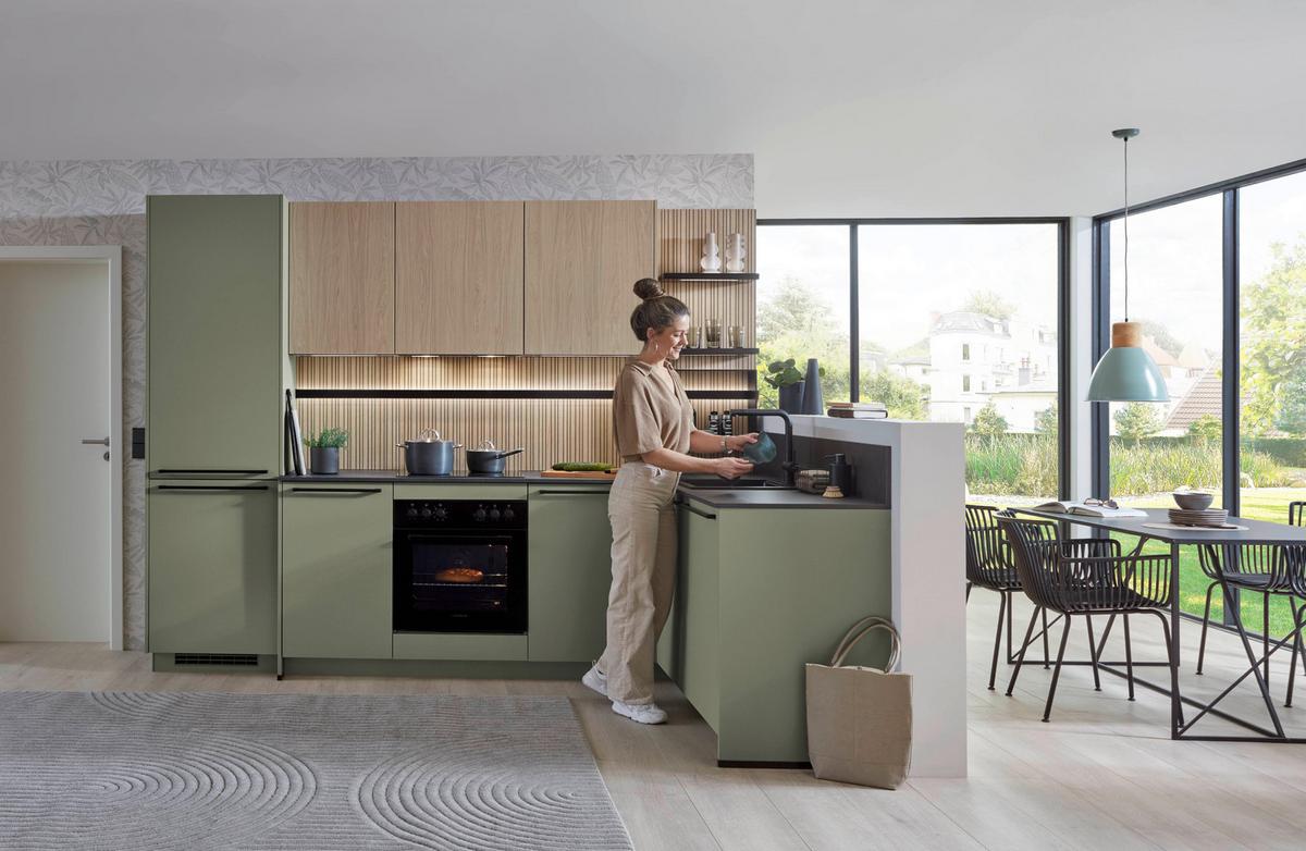 Eckküche Sidney/singapur - Eichefarben/Schwarz, Design, Holzwerkstoff (288/191,6cm)