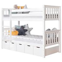 Etagenbett Sammy Weiß Kiefer Massiv 90 cm mit Stauraum - Weiß, MODERN, Holz (90/200cm) - MID.YOU