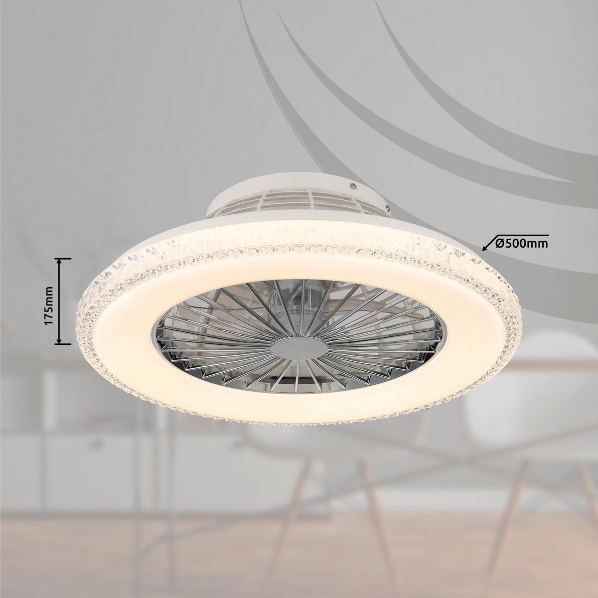 Deckenventilator 03654 - Klar/Chromfarben, Basics, Kunststoff/Metall (50/17,5cm) - Globo