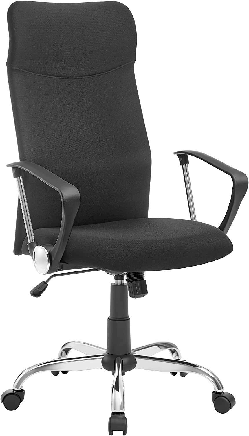 Bürostuhl mit Armlehnen Schwarz, bis 120 kg - Chromfarben/Schwarz, Basics, Kunststoff/Textil (63/110-120/63cm) - Boxxx